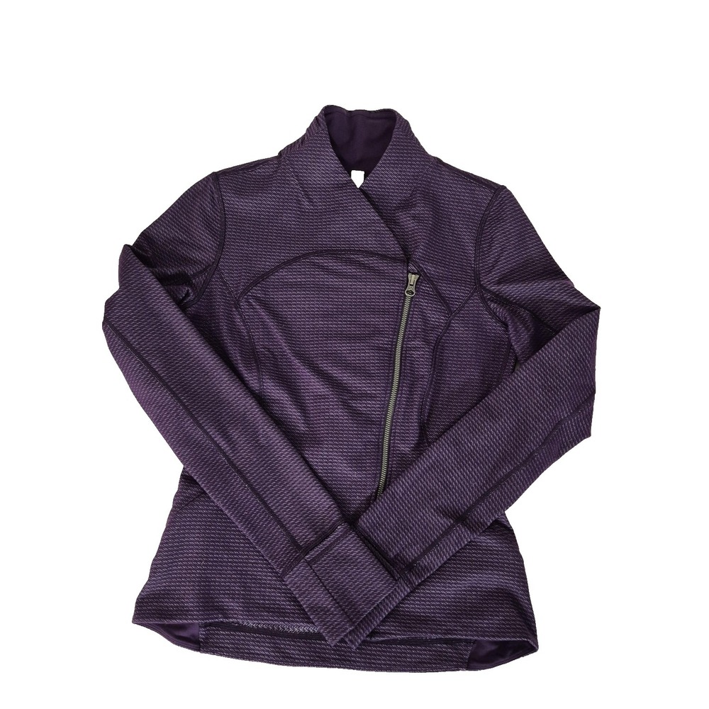Lululemon‎ Athletica Precision Jacket Womens 8 Purple Chain Link Knit Full Zip